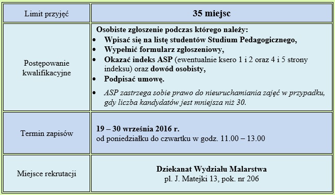 tabela studium pedagogiczne